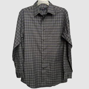 Cremieux Classics Men's Button Down Gray Plaid Print Shirt, EUC - Size Small